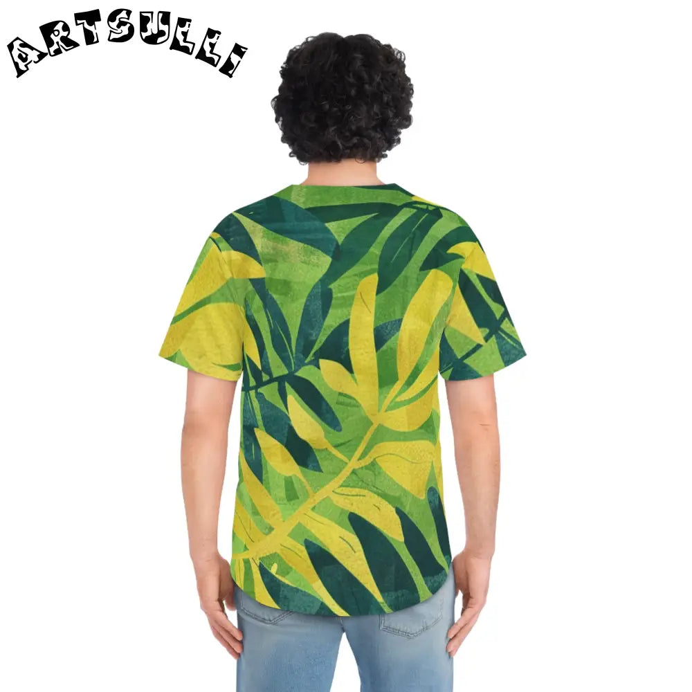 JAKKOUTTHEBXX Tropical Leaf Print Baseball Jersey JAKKOUTTHEBXX