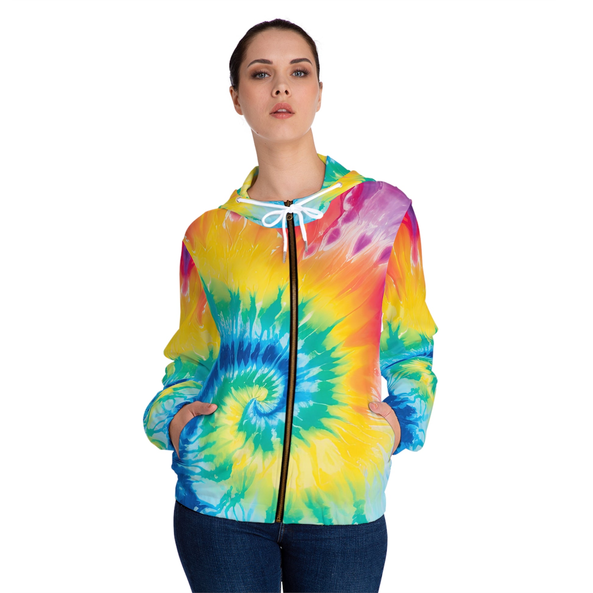 Tie Dye Women’s Full-Zip Hoodie (AOP), Artsulli - Art is Long, Life is Short, All Over Prints, , , , , , , 