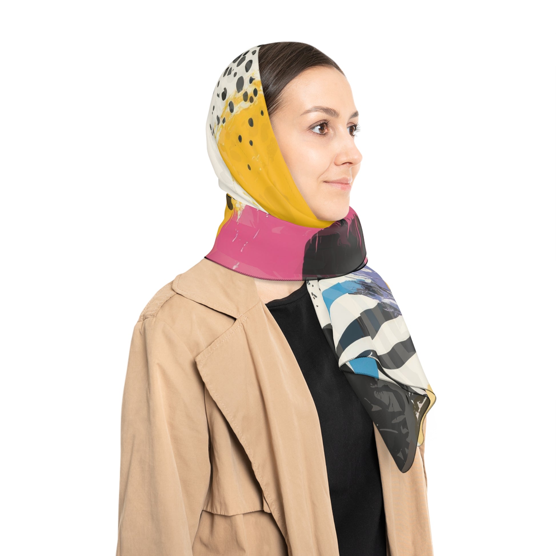 Animal Print x Paint Brush Strokes Multi-Color II Poly Scarf, Artsulli - Art is Long, Life is Short, Accessories, , , , , , , 