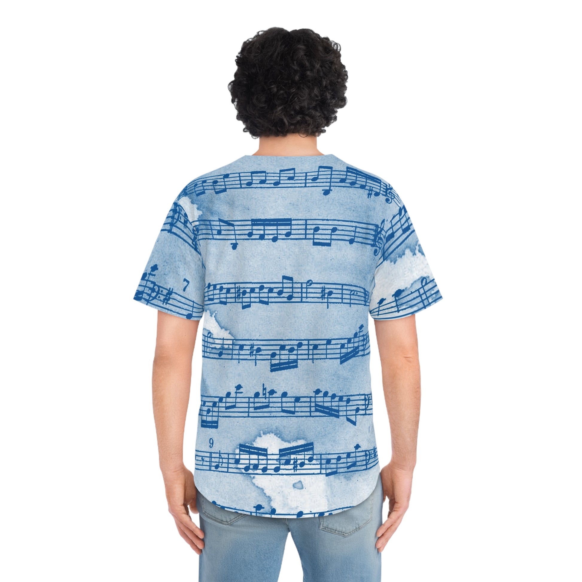Drip Spill Type Beat Sheet Music Blue Men's Baseball Jersey (AOP), Artsulli - Art is Long, Life is Short, All Over Prints, , , , , , , 
