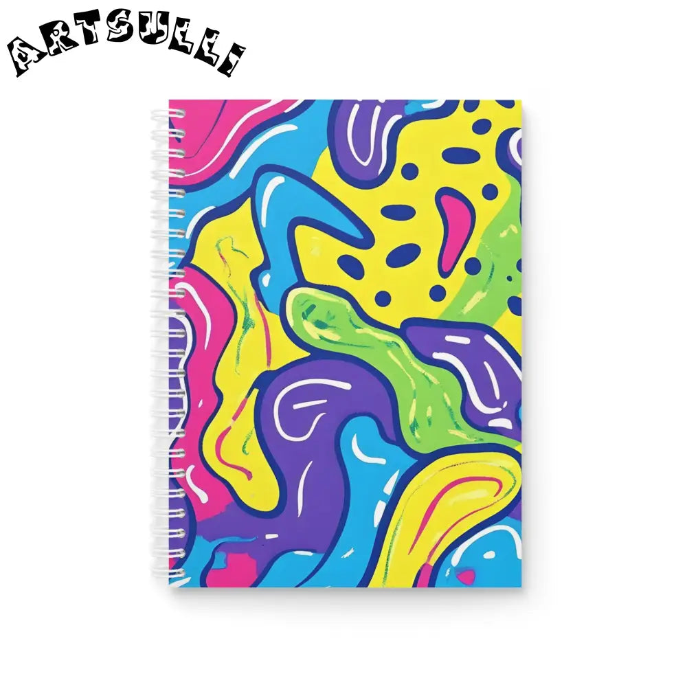 90s Trippy Slime Spiral Notebook, Artsulli - Art is Long, Life is Short, Paper products, Size, One Size, , , , , 14326599076602537119