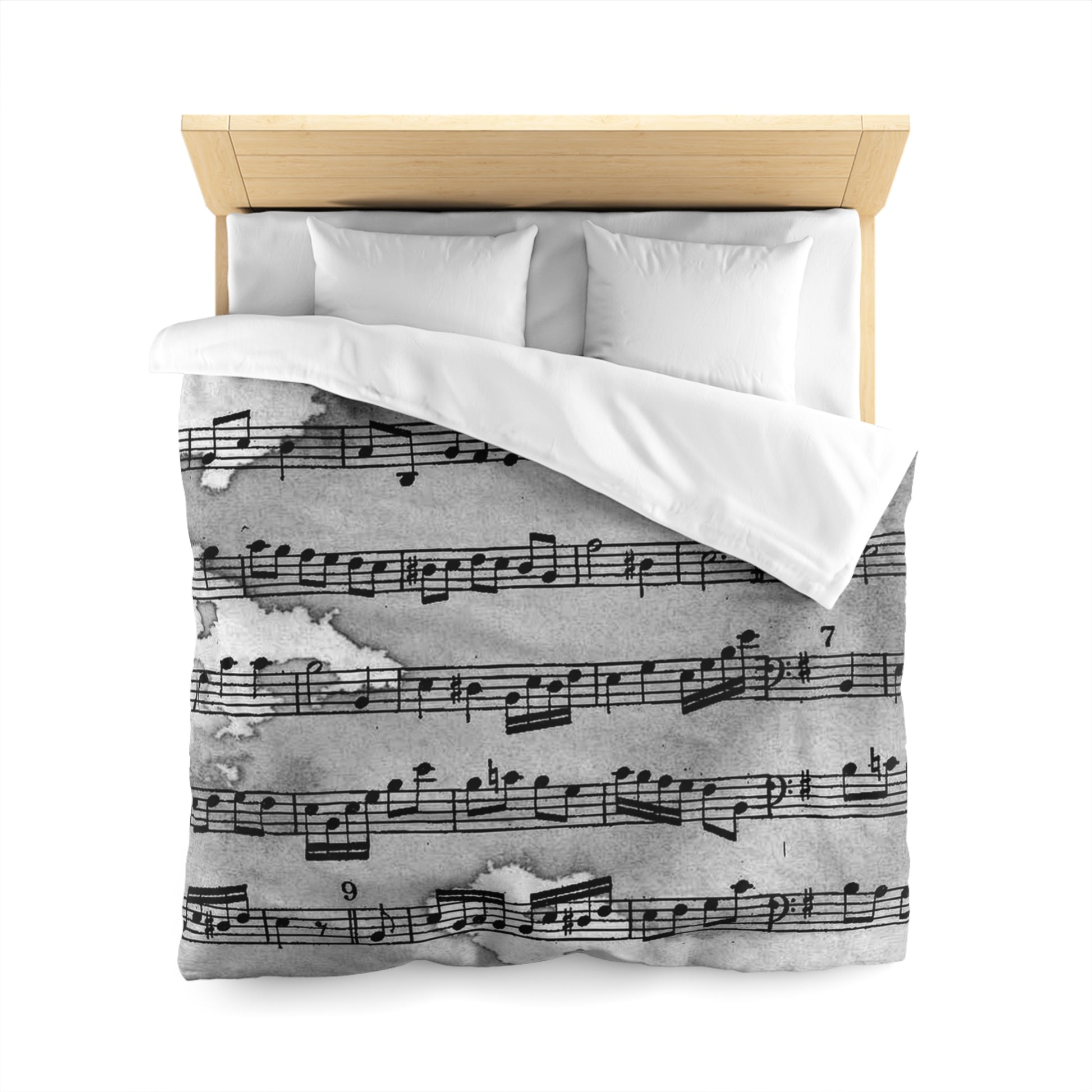 Drip Spill Type Beat Sheet Music Black Microfiber Duvet Cover, Artsulli - Art is Long, Life is Short, Home Decor, , , , , , , 
