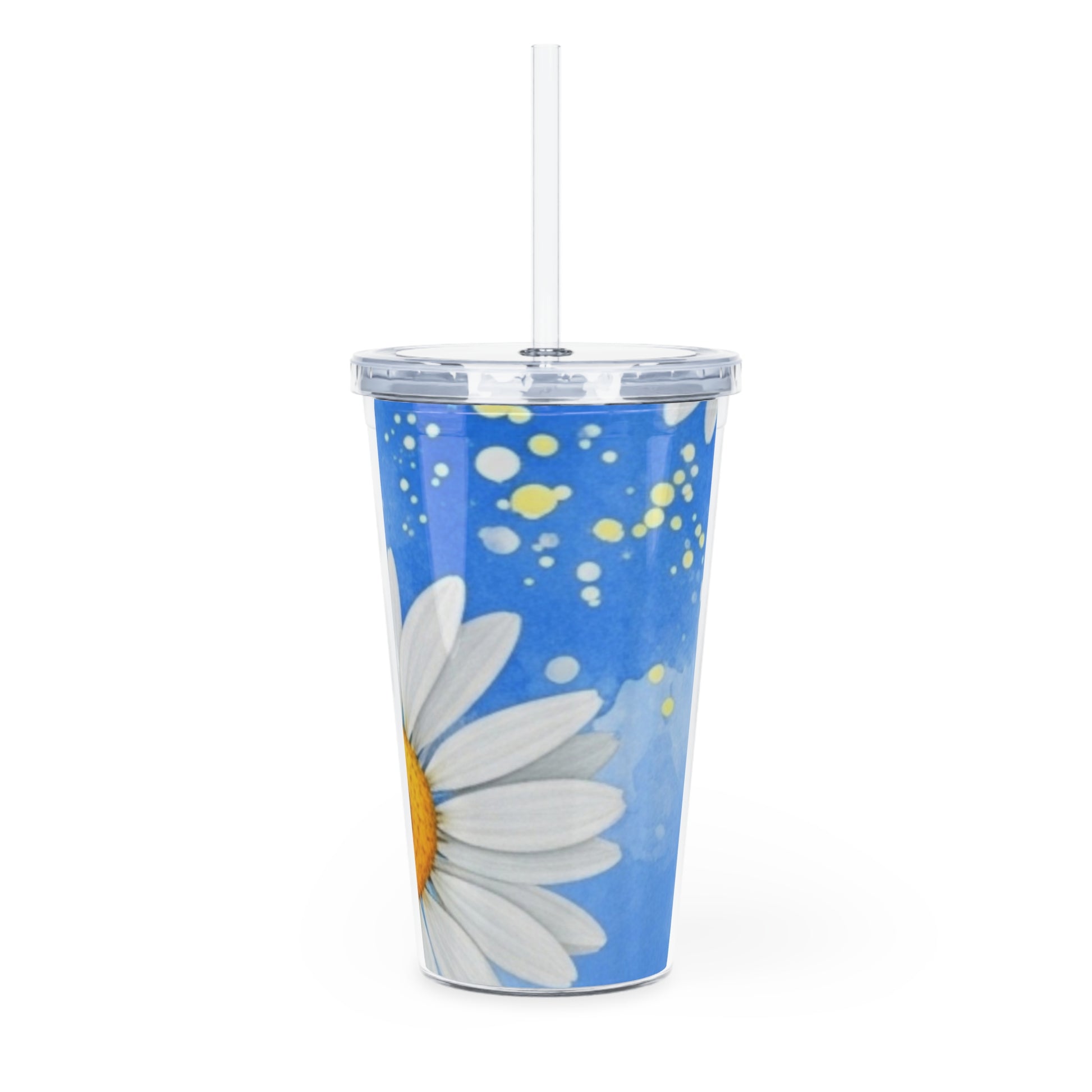 Daisies Plastic Tumbler with Straw, Artsulli - Art is Long, Life is Short, Mug, , , , , , , 