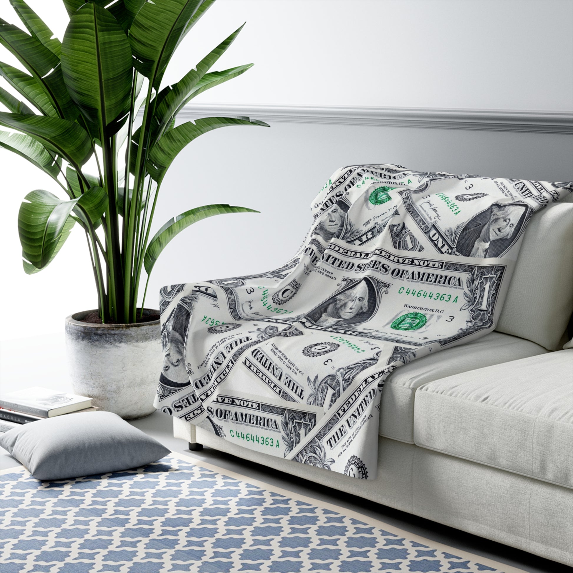 Money Collage Sherpa Fleece Blanket, Artsulli - Art is Long, Life is Short, Home Decor, , , , , , , 