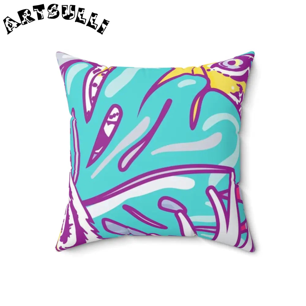 JAKKOUTTHEBXX Tropical Floral Tigers Torquise and Purple Spun