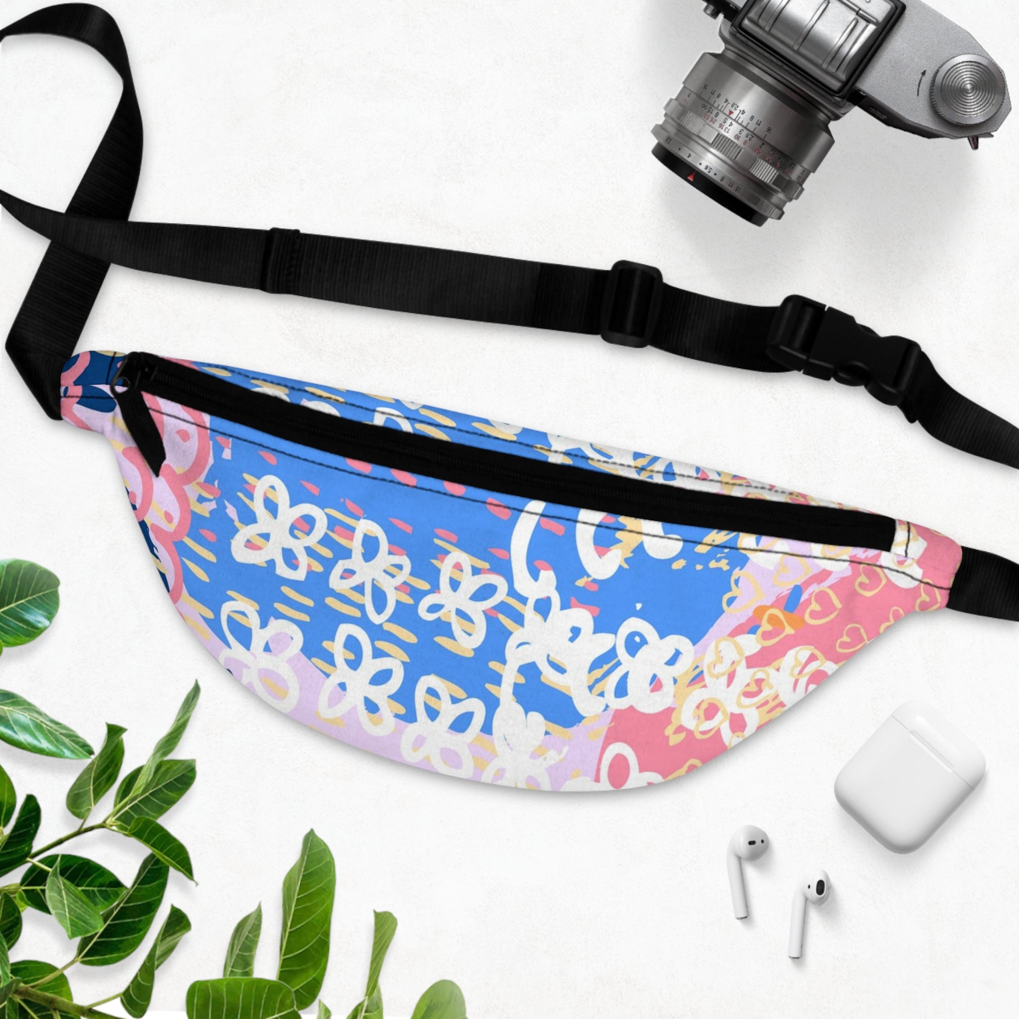 Flowers x Doodles x Hearts Multi-Color Fanny Pack, Artsulli - Art is Long, Life is Short, Bags, , , , , , , 