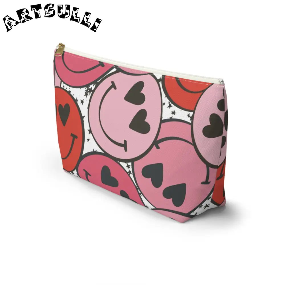 JAKKOUTTHEBXX Smiley Face x Heart Eyes Pink and Red Accessory Pouch