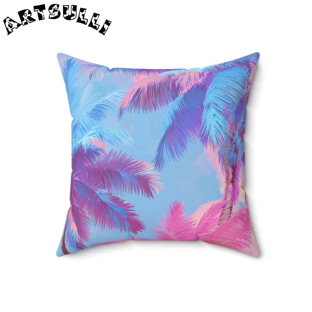 JAKKOUTTHEBXX Ethereal Pastel Palms Spun Polyester Square Pillow