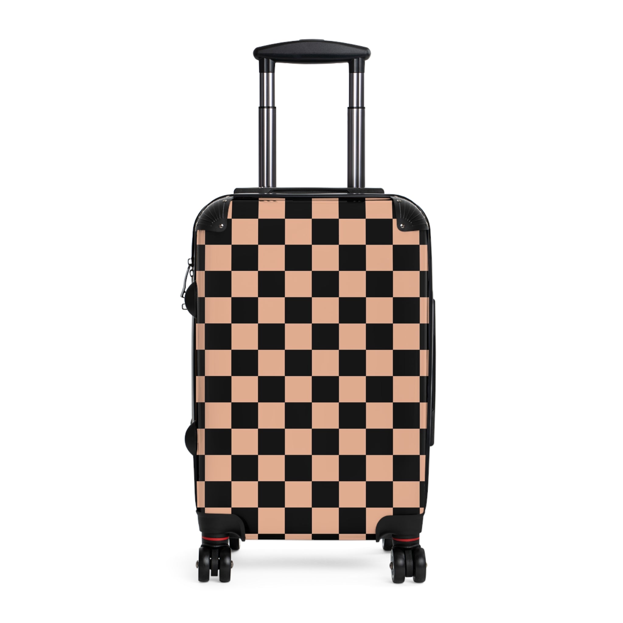 Checkerboard Soft Orange and Black Suitcase, Artsulli - Art is Long, Life is Short, Bags, Size, Small, Color, Black, , , 65666259783114676915