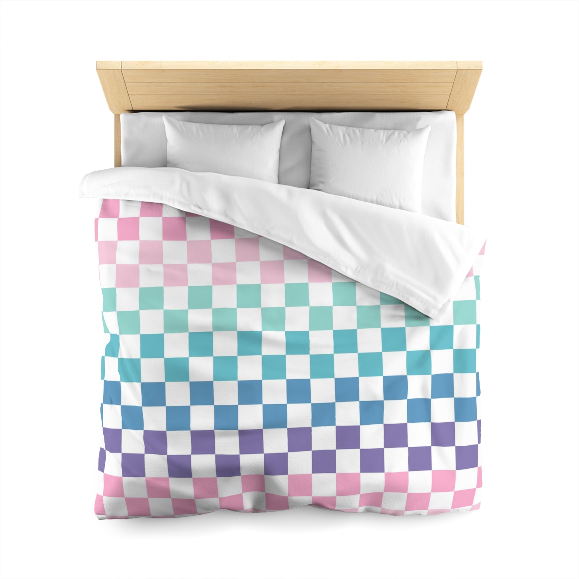 Vaporwave Rainbow  Checkerboard Multi-Color Microfiber Duvet Cover, Artsulli - Art is Long, Life is Short, Home Decor, , , , , , , 