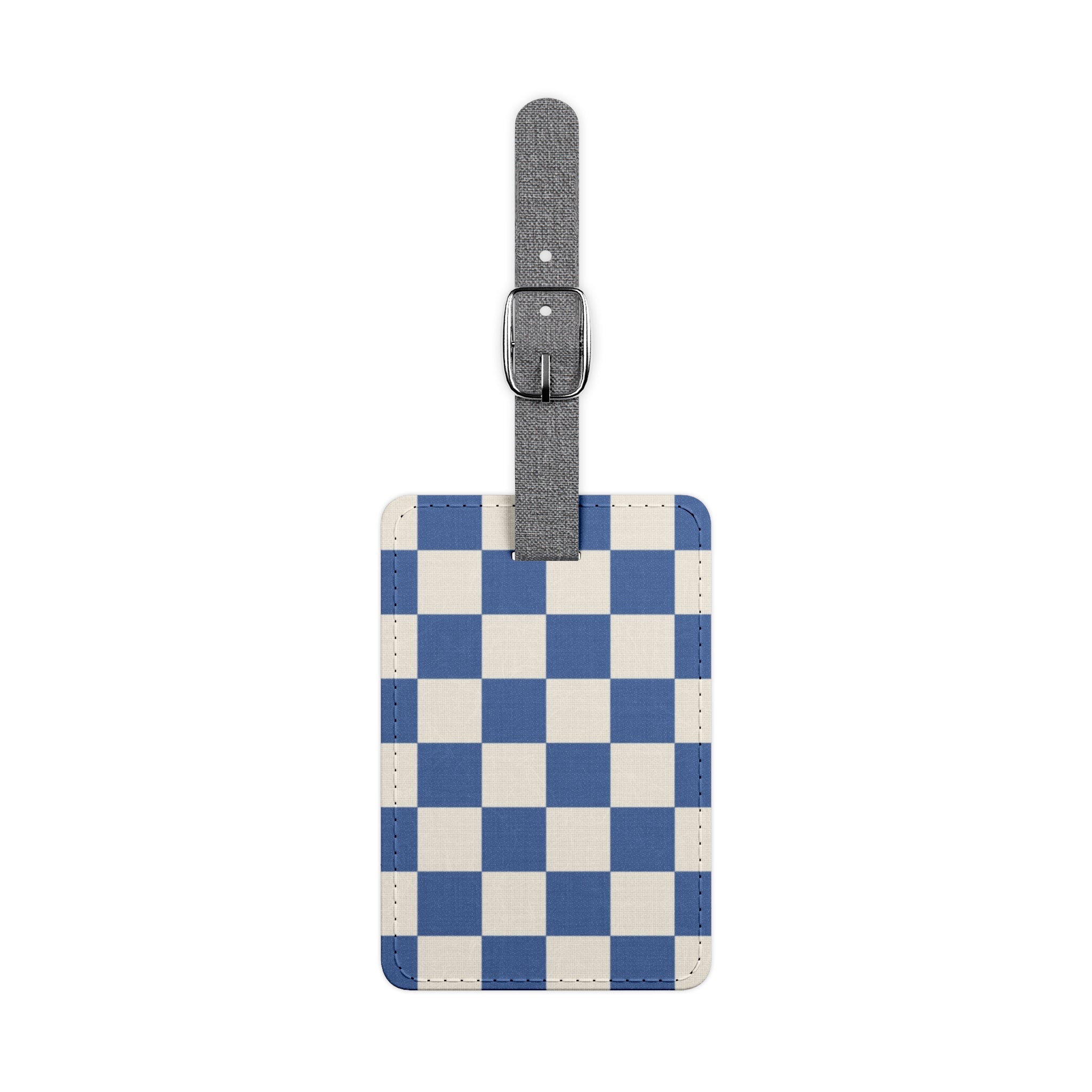 Checkerboard Blue Saffiano Polyester Luggage Tag, Rectangle, Artsulli - Art is Long, Life is Short, Accessories, Size, One size, Shape, Rectangle, , , 29694457078097800852