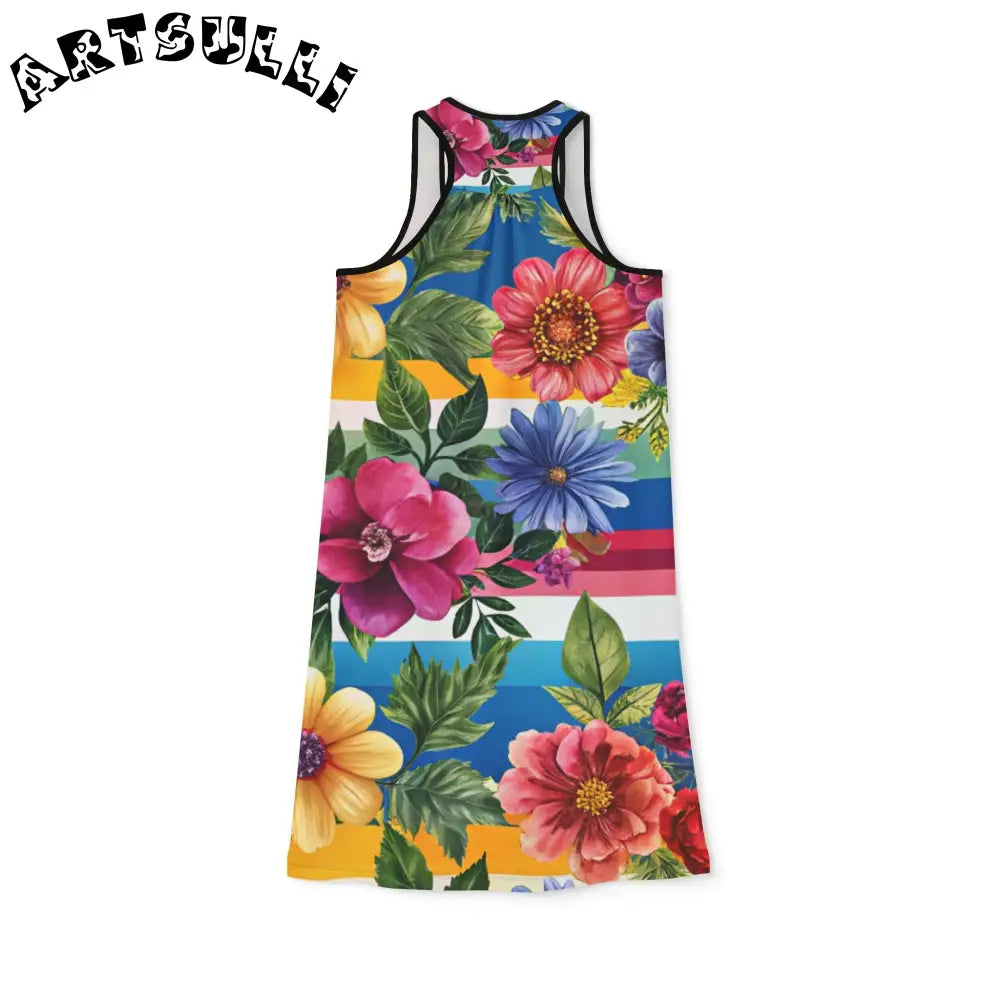 JAKKOUTTHEBXX Sleeveless Floral Stripe Dress 2025