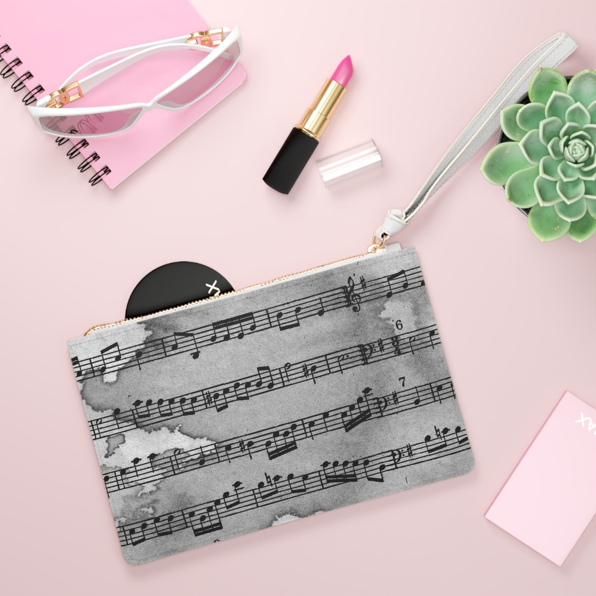 Drip Spill Type Beat Sheet Music Black Clutch Bag, Artsulli - Art is Long, Life is Short, Bags, , , , , , , 
