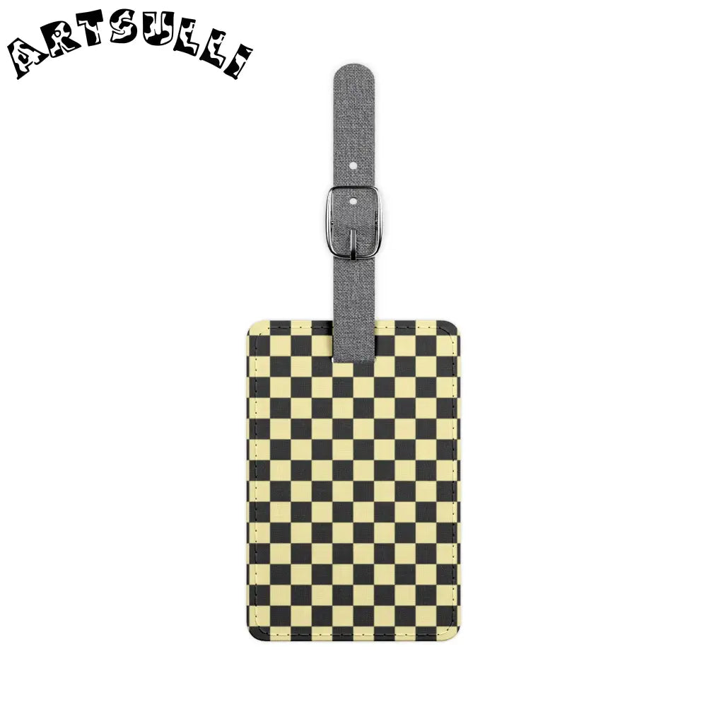 JAKKOUTTHEBXX Checkerboard Black and Yellow Saffiano Polyester