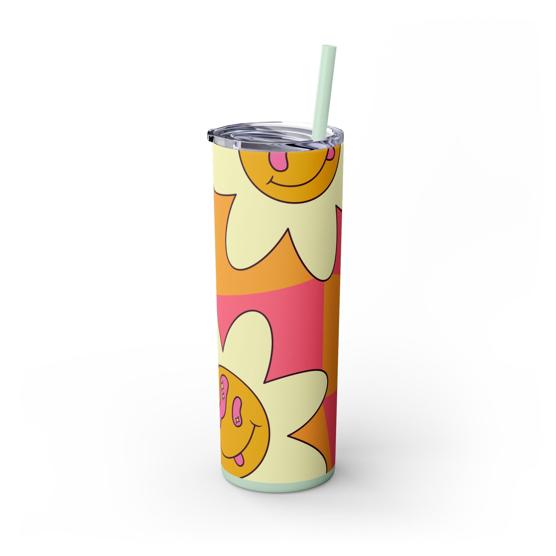 Trippy Sour Face Rave Skinny Tumbler with Straw, 20oz, Artsulli - Art is Long, Life is Short, Mug, , , , , , , 