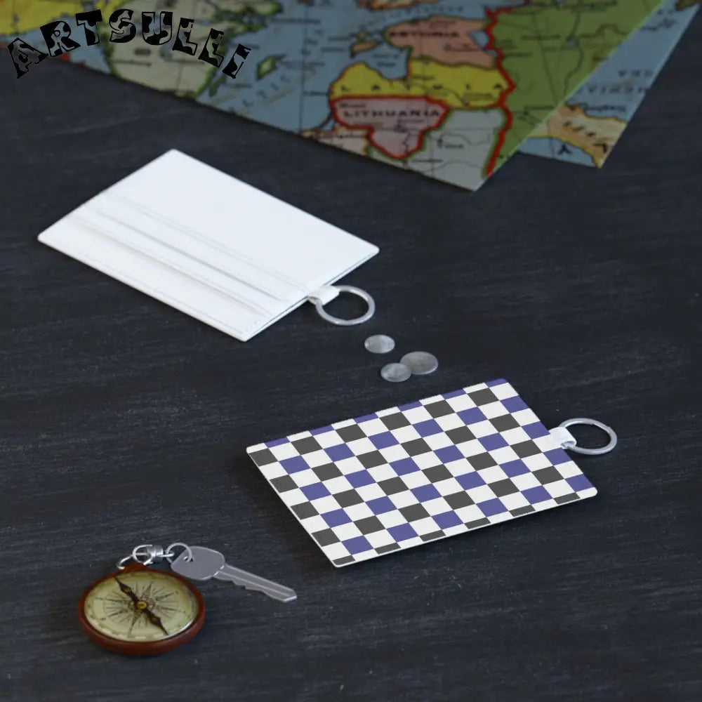 JAKKOUTTHEBXX Checkerboard Blue White and Black Saffiano Leather