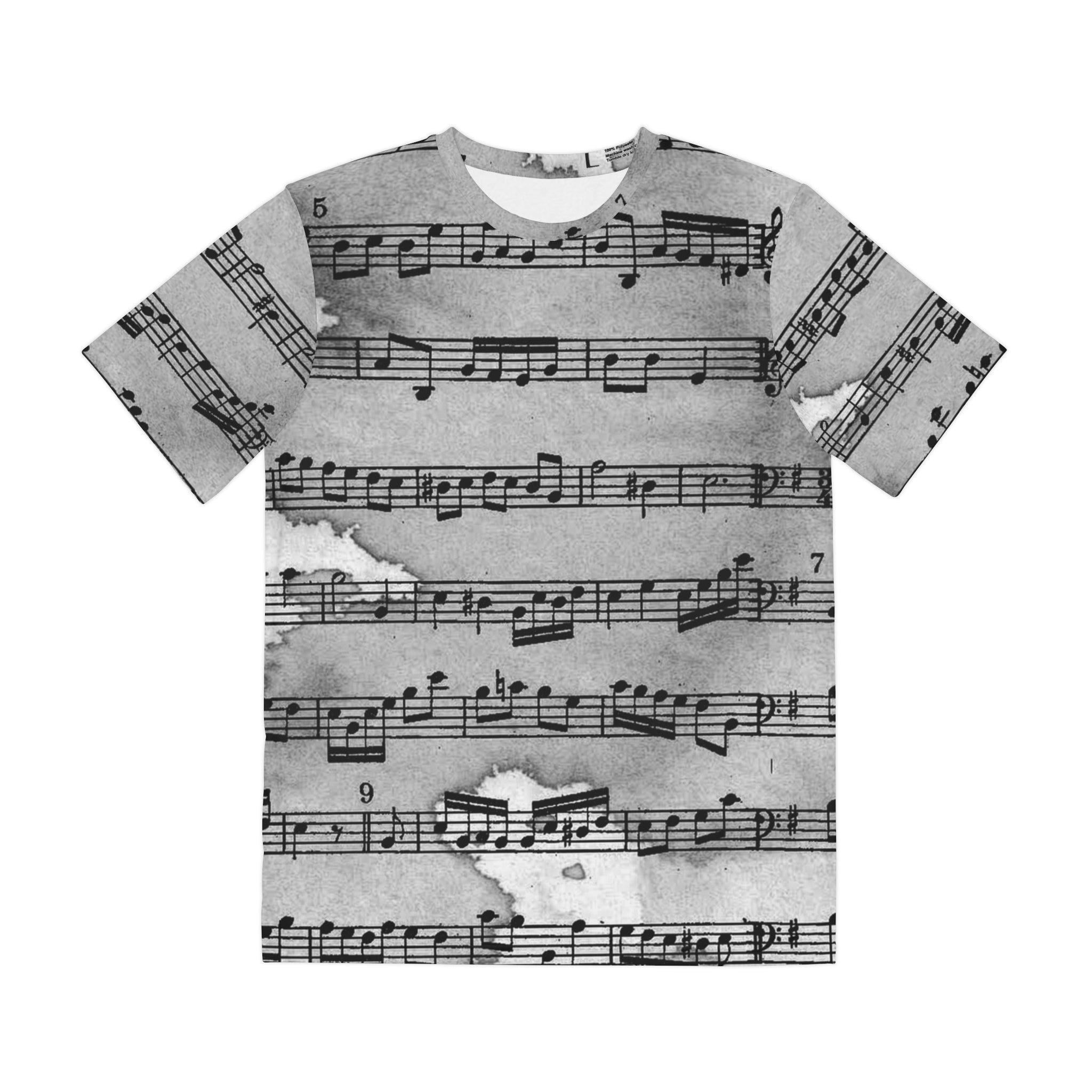 Drip Spill Type Beat Sheet Music Black Men's Polyester Tee (AOP), Artsulli - Art is Long, Life is Short, All Over Prints, Size, XS, , , , , 37872288224332633648