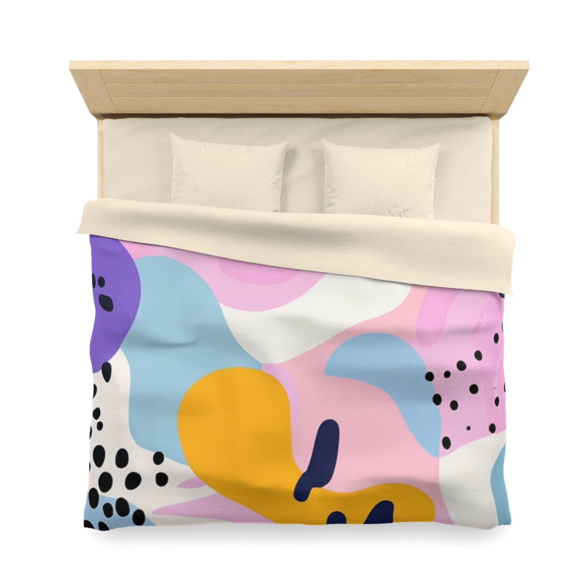 Colorful Abstract Dots and Shapes Microfiber Duvet Cover, Artsulli - Art is Long, Life is Short, Home Decor, , , , , , , 