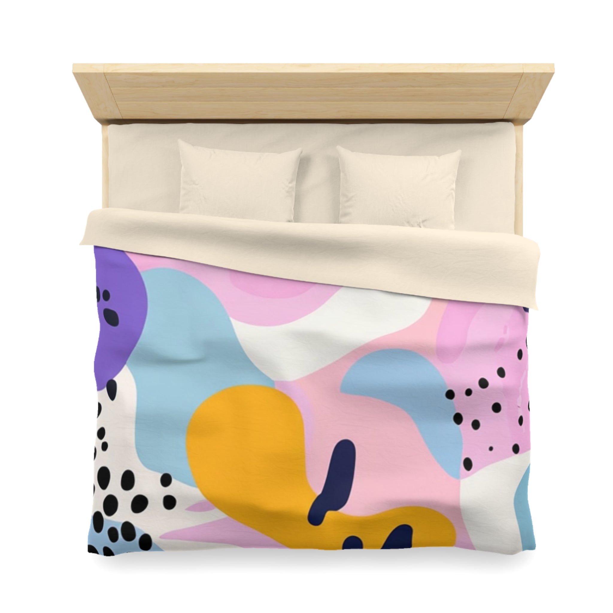 Colorful Abstract Dots and Shapes Microfiber Duvet Cover, Artsulli - Art is Long, Life is Short, Home Decor, , , , , , , 