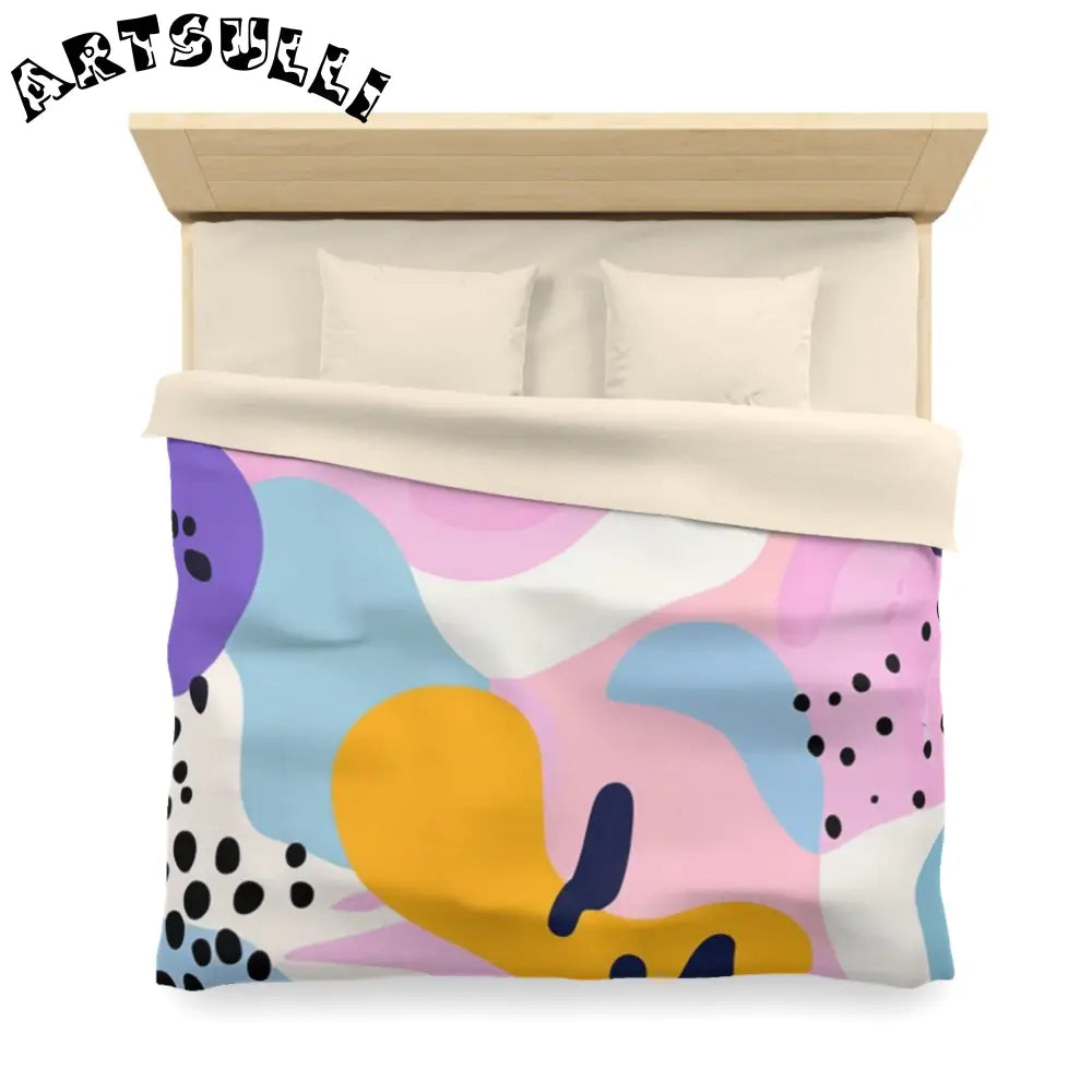 JAKKOUTTHEBXX Colorful Abstract Dots and Shapes Microfiber Duvet