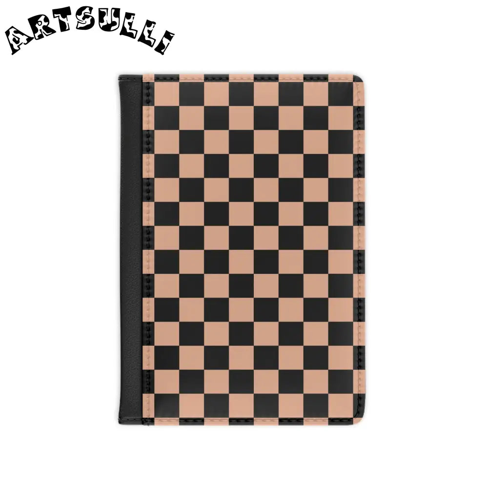JAKKOUTTHEBXX Checkerboard Soft Orange and Black Passport Cover