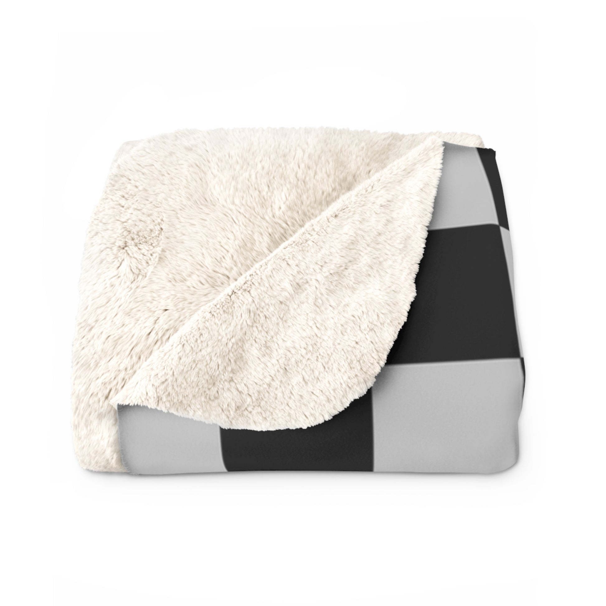 Checkerboard Dada Black and Light Gray Sherpa Fleece Blanket, Artsulli - Art is Long, Life is Short, Home Decor, , , , , , , 