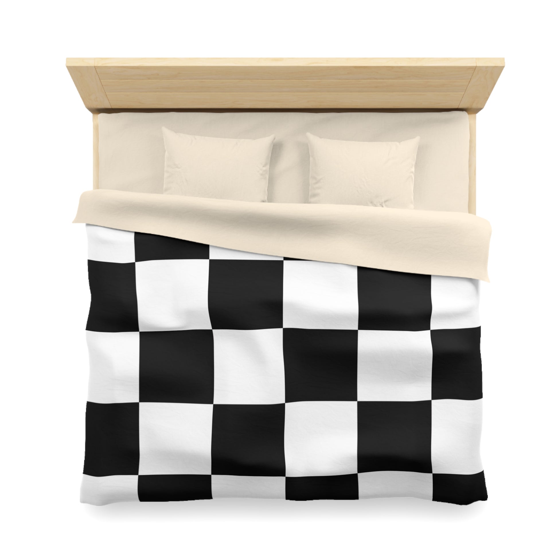 Checkerboard Black and White Microfiber Duvet Cover, Artsulli - Art is Long, Life is Short, Home Decor, , , , , , , 