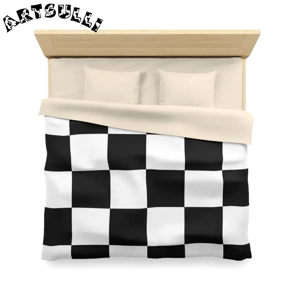 JAKKOUTTHEBXX Checkerboard Black and White Microfiber Duvet Cover