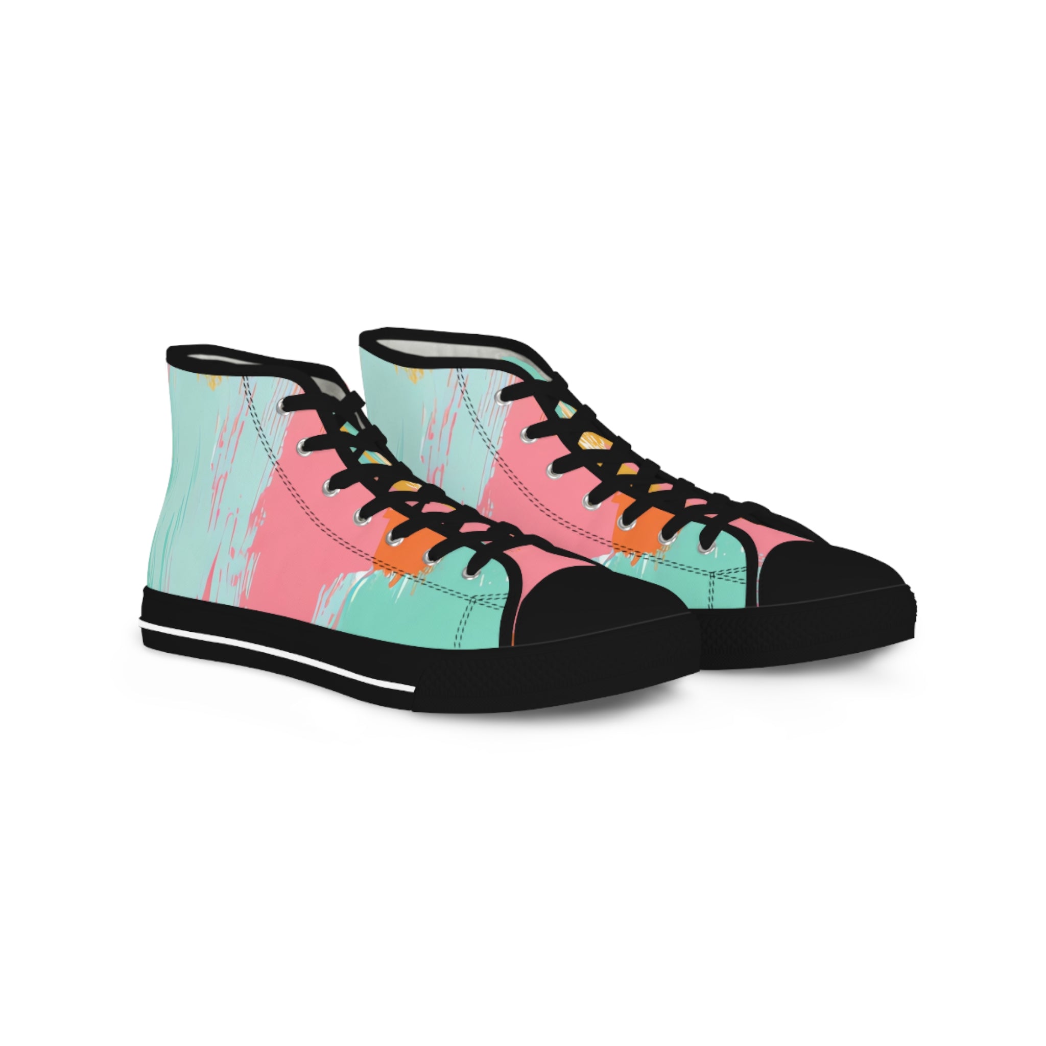 Preppy Pixel Bloom II Men's High Top Sneakers, Artsulli - Art is Long, Life is Short, Shoes, Size, US 5, Color, Black sole, , , 31849072370239633766