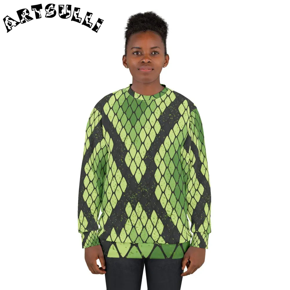 JAKKOUTTHEBXX Snake Skin Green and Black Unisex Sweatshirt (AOP)
