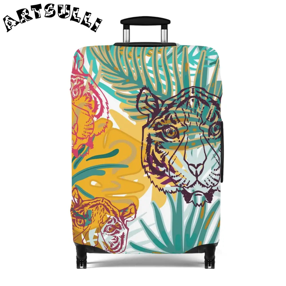 JAKKOUTTHEBXX Tropical Jungle Tigers Brown and Green Luggage Cover