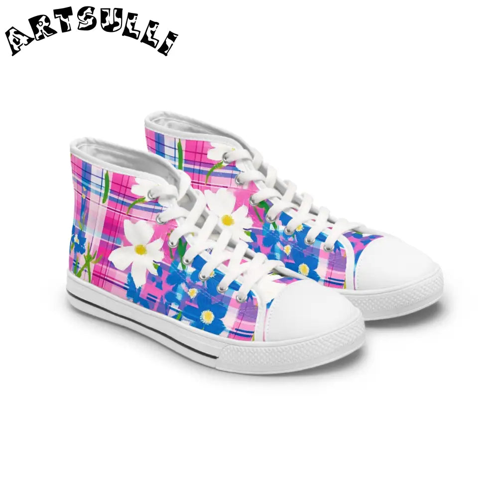 JAKKOUTTHEBXX Plaid Garden III Pink and Purple Women’s High Top