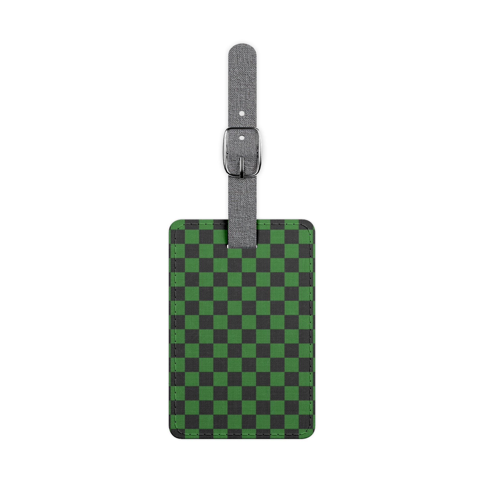 Checkerboard Green and Black Saffiano Polyester Luggage Tag, Rectangle, Artsulli - Art is Long, Life is Short, Accessories, Size, One size, Shape, Rectangle, , , 21762499441149575425