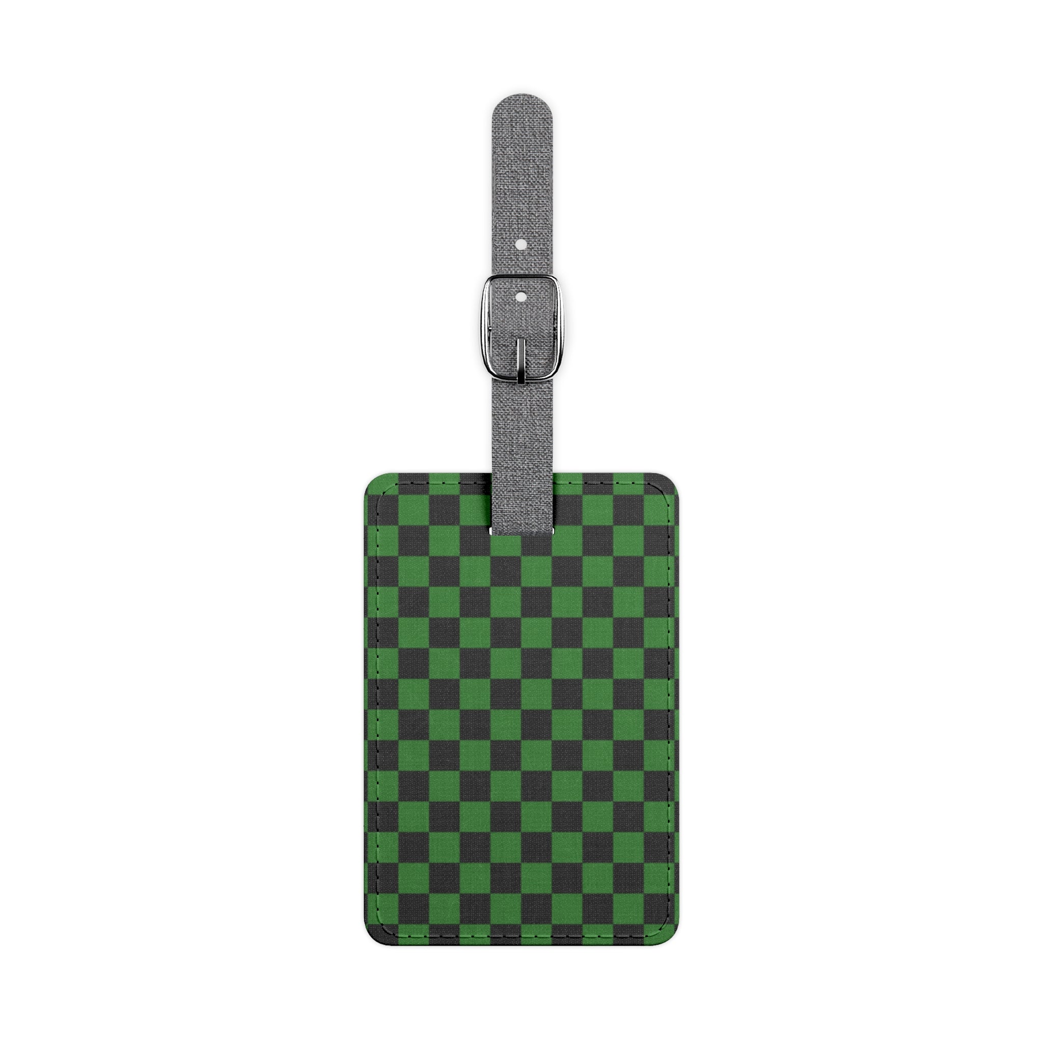 Checkerboard Green and Black Saffiano Polyester Luggage Tag, Rectangle, Artsulli - Art is Long, Life is Short, Accessories, Size, One size, Shape, Rectangle, , , 21762499441149575425