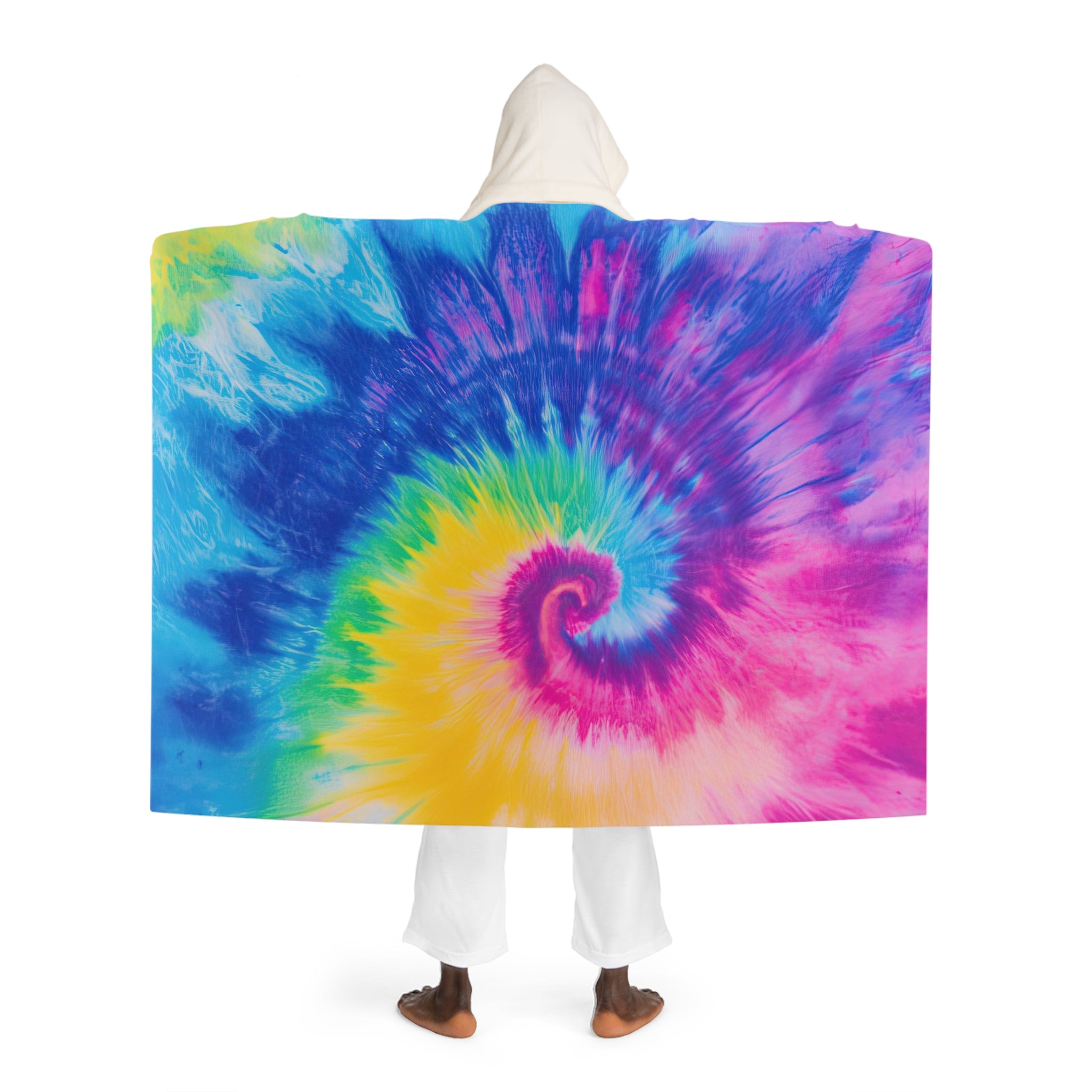 Psychedelic Tie Dye II Hooded Sherpa Fleece Blanket, Artsulli - Art is Long, Life is Short, All Over Prints, , , , , , , 