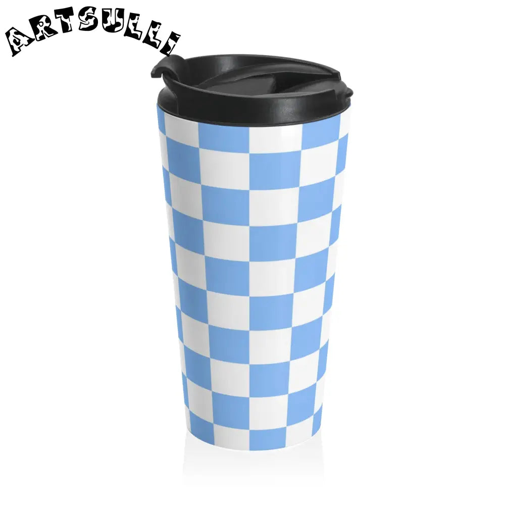 JAKKOUTTHEBXX Checkerboard White and Light Blue Stainless Steel