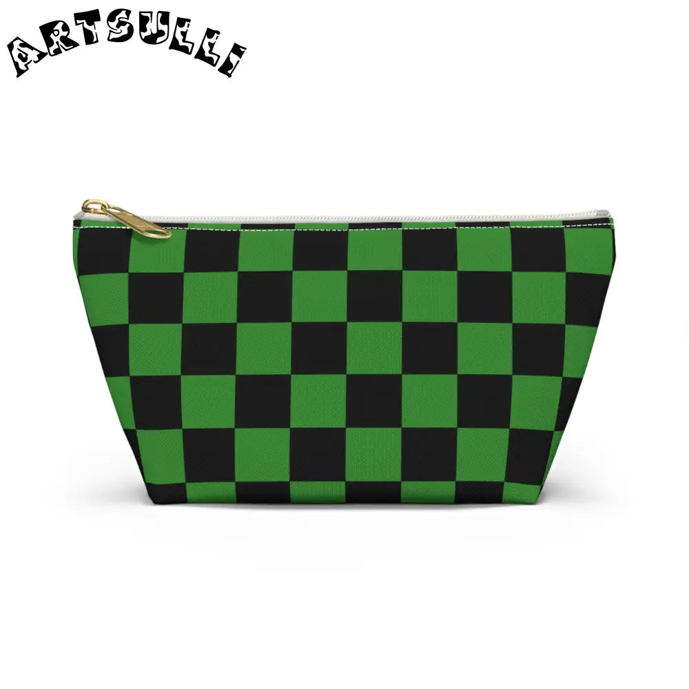 JAKKOUTTHEBXX Checkerboard Green and Black Accessory Pouch w