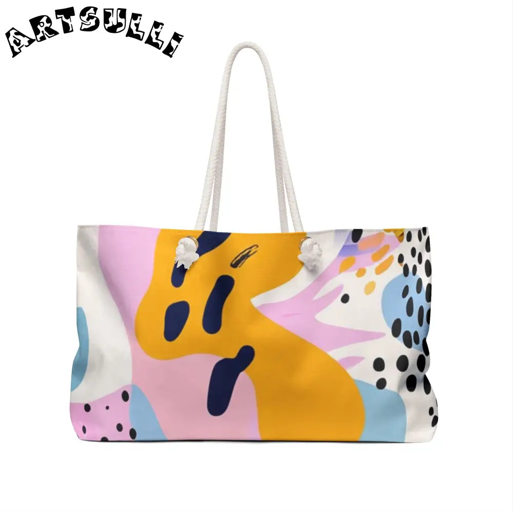 JAKKOUTTHEBXX Colorful Abstract Dots and Shapes Weekender Bag