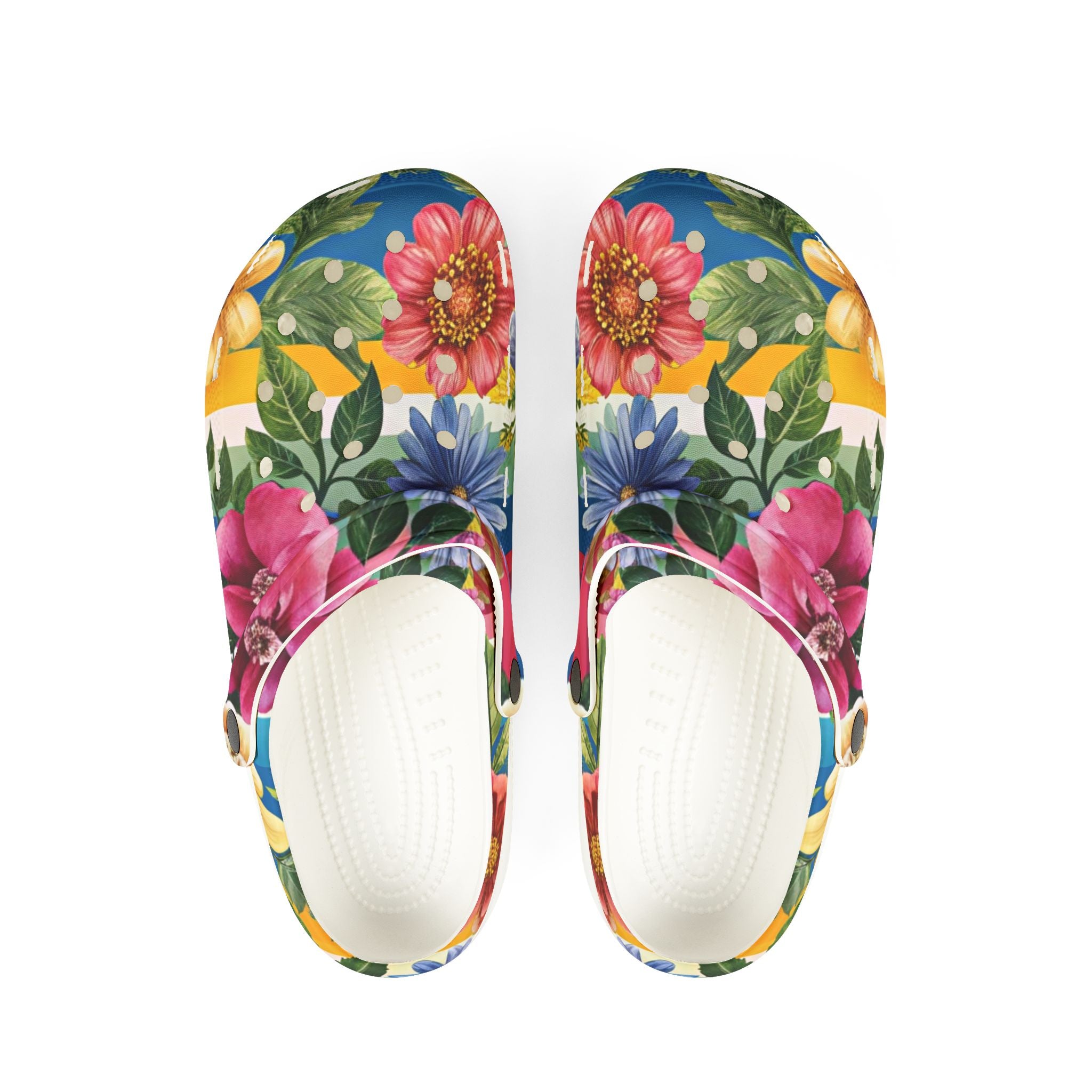 Floral Stripe 4K EVA Foam Rubber Shoes (AOP), Artsulli - Art is Long, Life is Short, Shoes, Size, US 6 (Women's), Color, White, , , 40279871449486313500