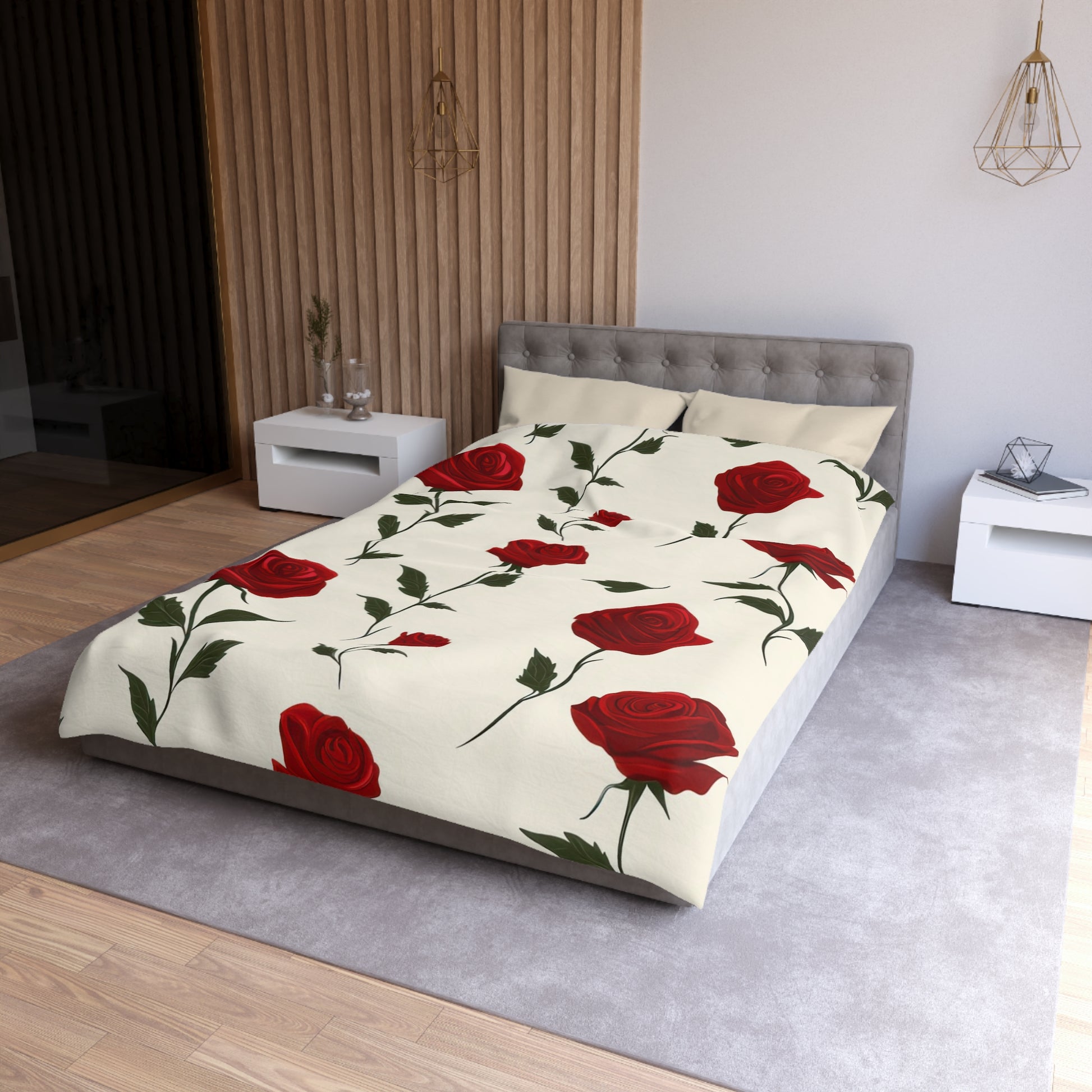 Red Roses Microfiber Duvet Cover, Artsulli - Art is Long, Life is Short, Home Decor, , , , , , , 