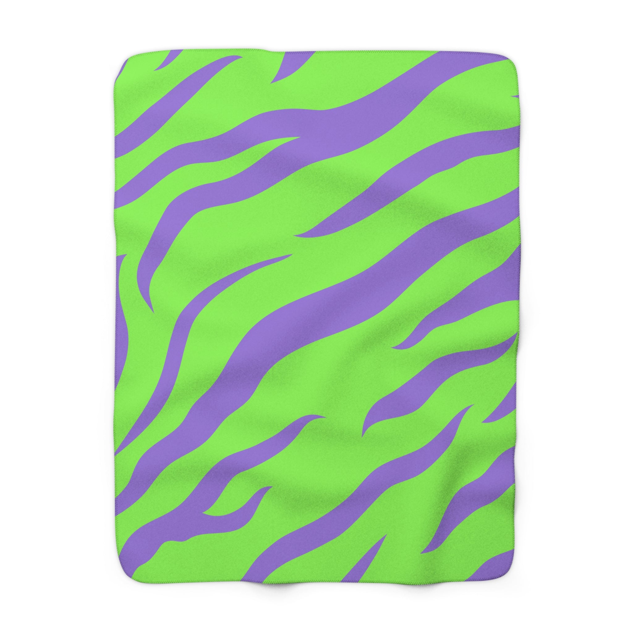 Tyrannosaurus Print Green and Purple Sherpa Fleece Blanket, Artsulli - Art is Long, Life is Short, Home Decor, Size, 50" × 60", , , , , 15144652905095