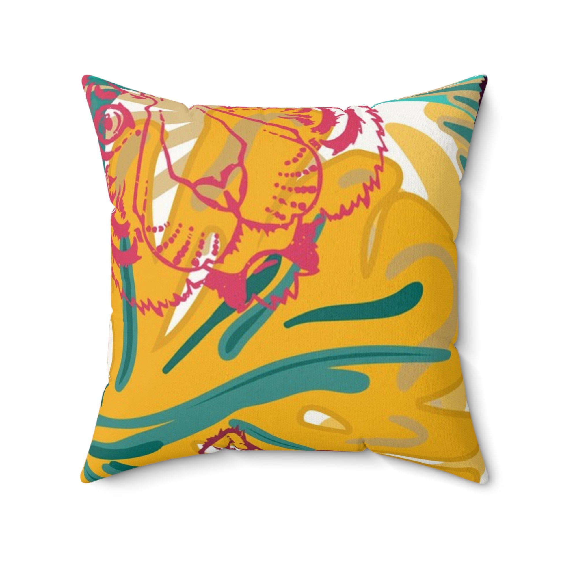 Tropical Jungle Tigers Brown and Green Faux Suede Square Pillow, Artsulli - Art is Long, Life is Short, Home Decor, Size, 20" × 20", , , , , 14411354872578