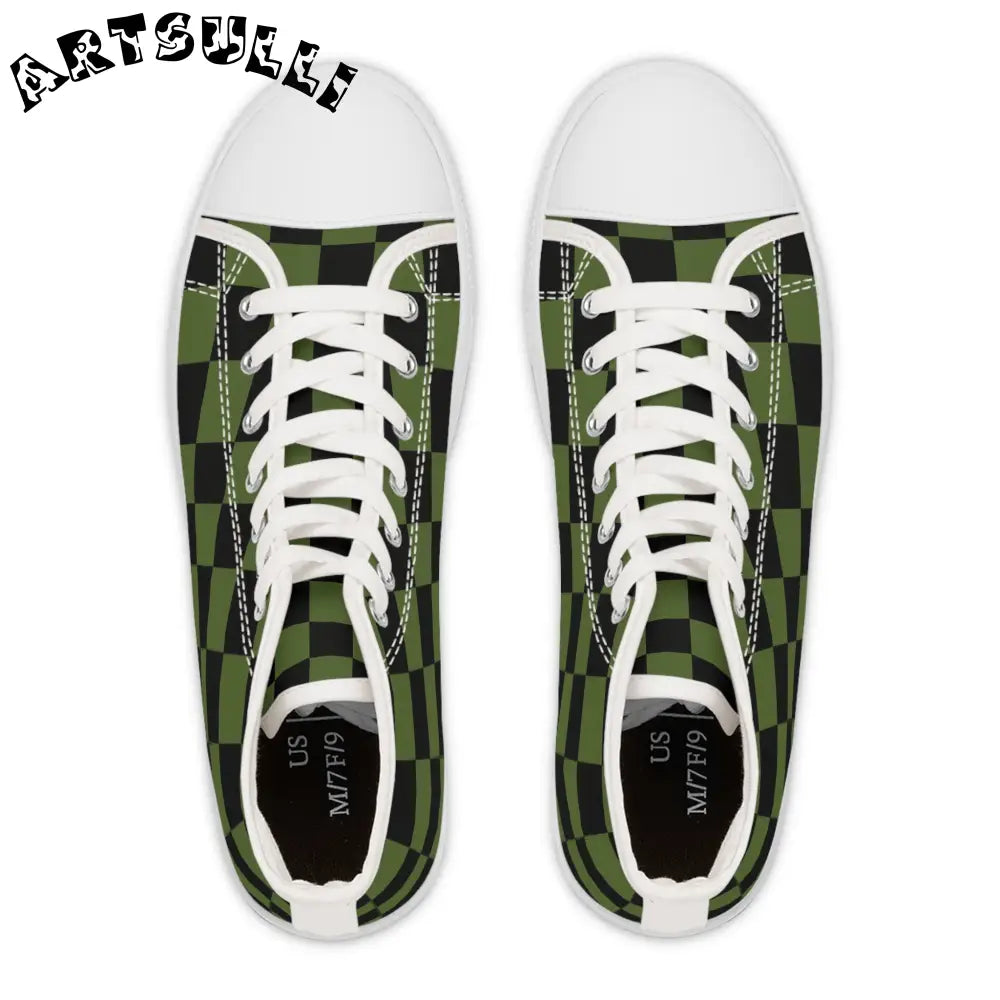 JAKKOUTTHEBXX Checkerboard Olive Green and Black Women’s High Top
