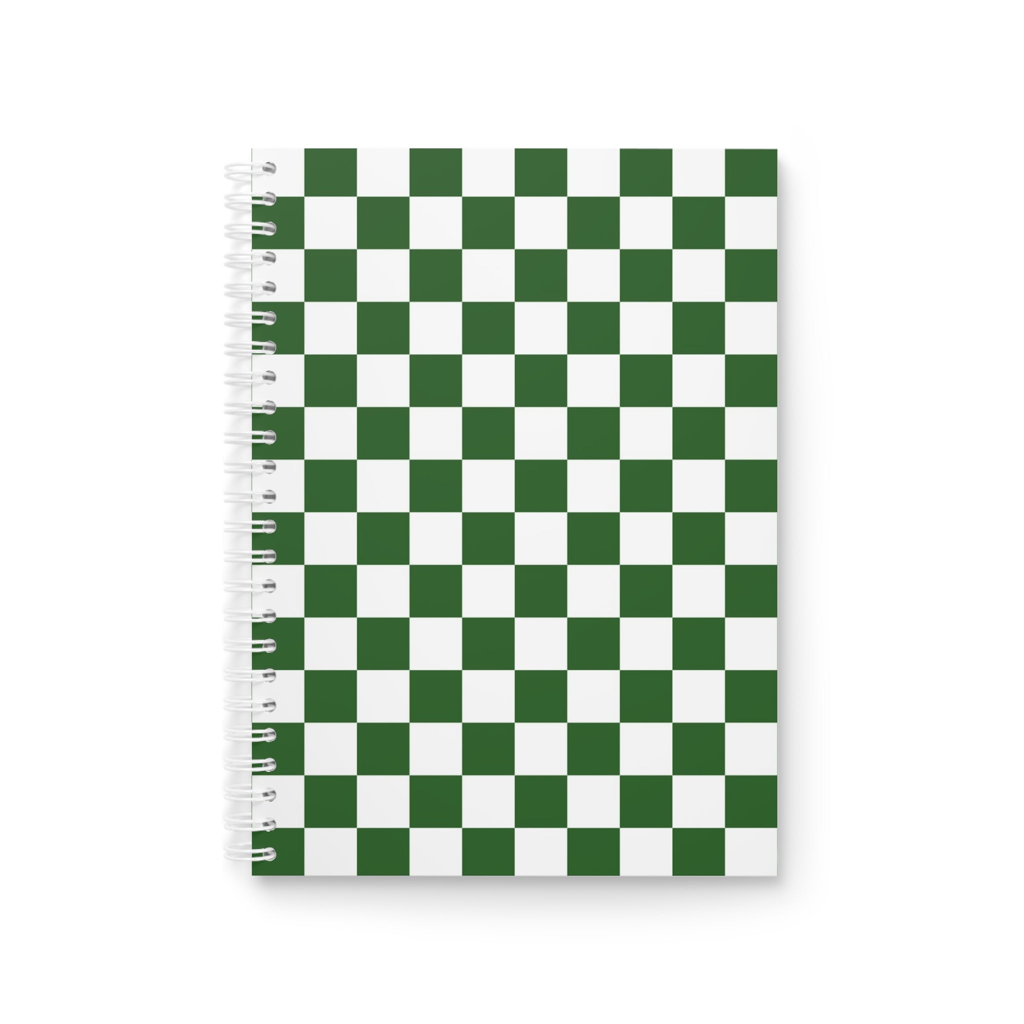 Checkerboard White and Dark Green Spiral Notebook, Artsulli - Art is Long, Life is Short, Paper products, Size, One Size, , , , , 29958248534720887823
