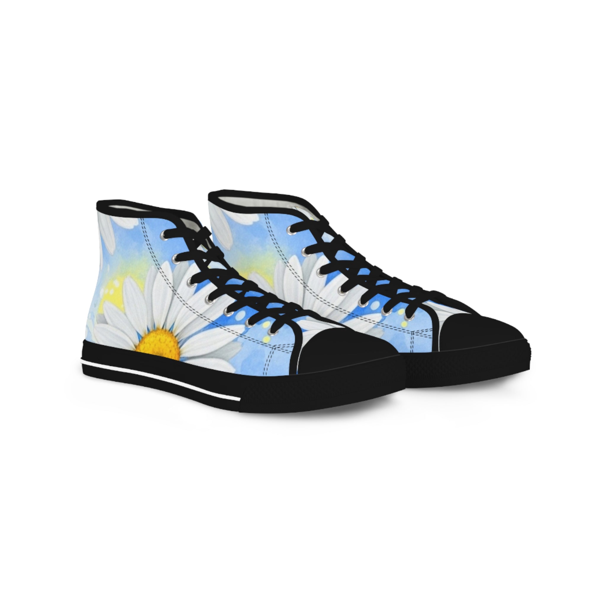 Daisies Men's High Top Sneakers, Artsulli - Art is Long, Life is Short, Shoes, Size, US 5, Color, Black sole, , , 58063315571368449307