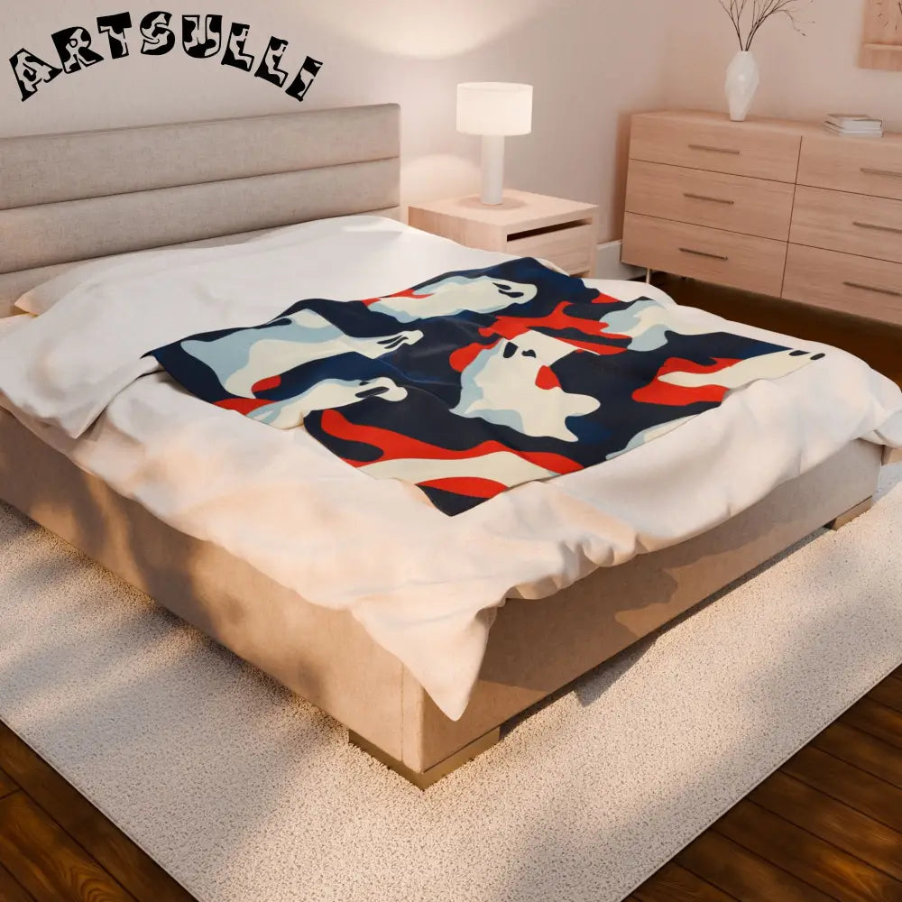 JAKKOUTTHEBXX Camo Ghosts Velveteen Plush Blanket JAKKOUTTHEBXX