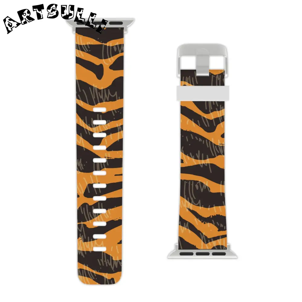 JAKKOUTTHEBXX Tiger Scratches Orange & Black Watch Band for Apple
