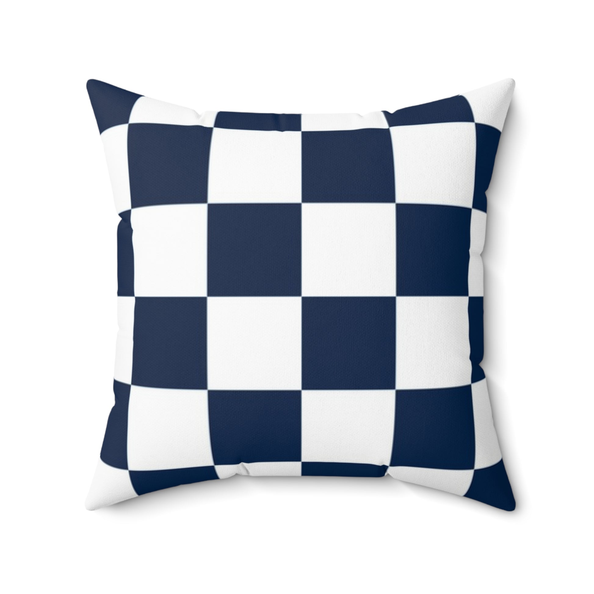 Checkerboard White and Navy Blue Spun Polyester Square Pillow, Artsulli - Art is Long, Life is Short, Home Decor, Size, 20" × 20", , , , , 32937031483011036394