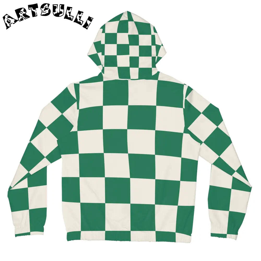 JAKKOUTTHEBXX Checkerboard Dark Green Women’s Full-Zip Hoodie (AOP)