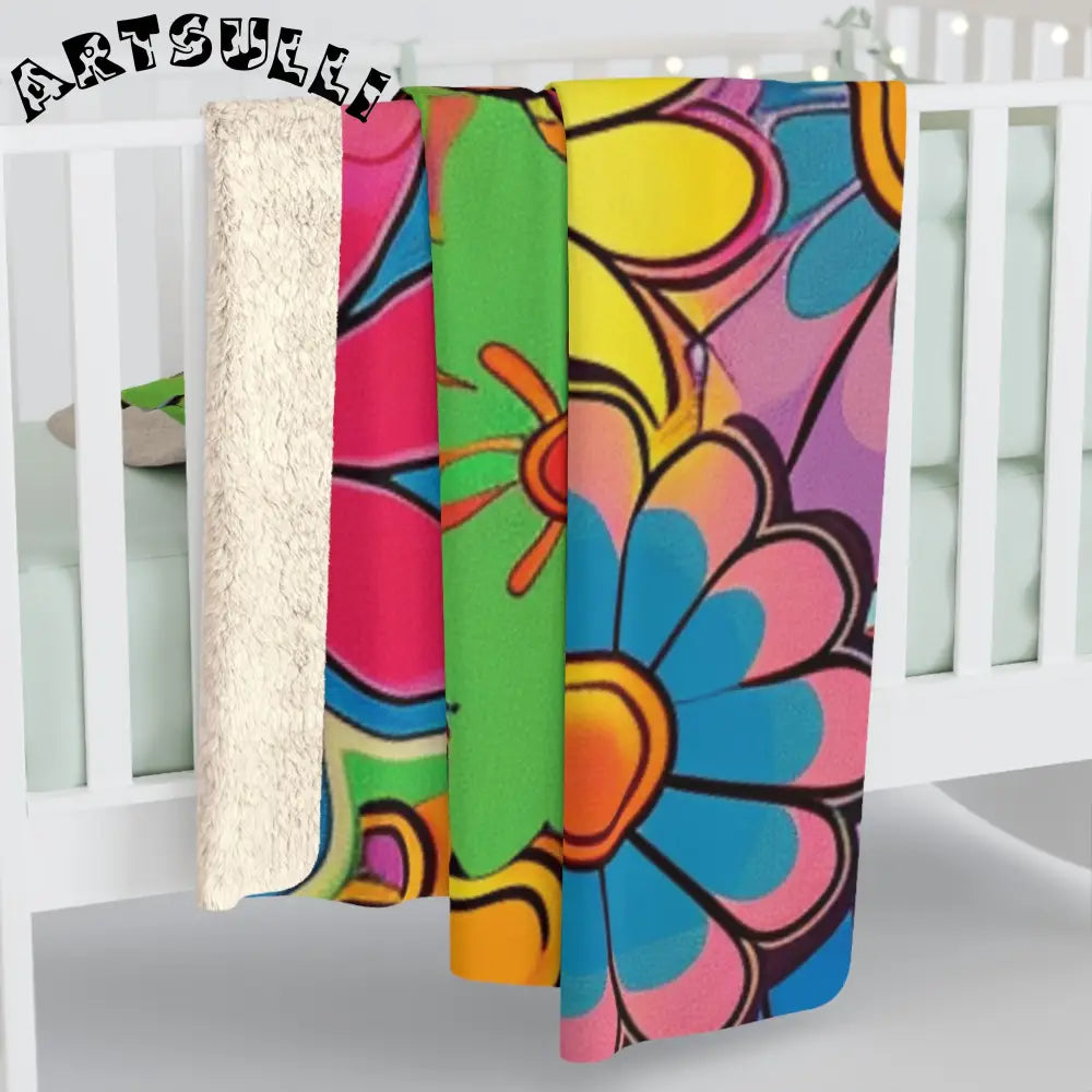 JAKKOUTTHEBXX Chromatic Daisy Dream Sherpa Fleece Blanket